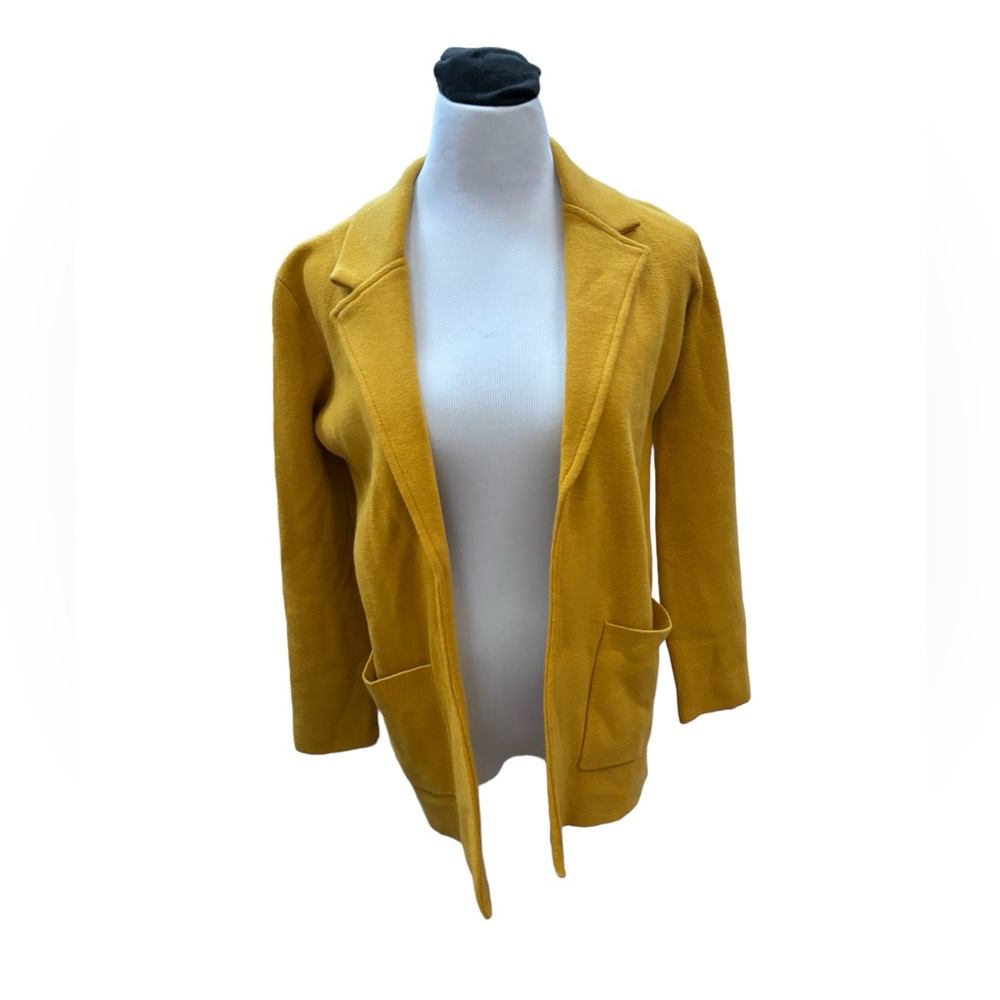 Magaschoni Womens Carmel Gold Mustard Cotton/Wool Blend Sweater Cardigan Size XS